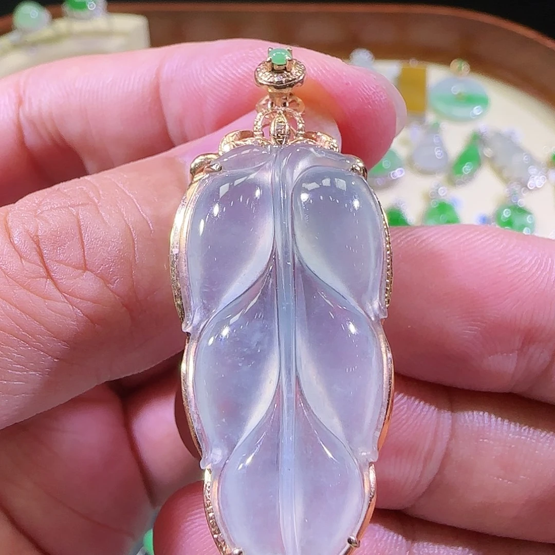 翡翠18K金镶嵌吊坠(不含链)