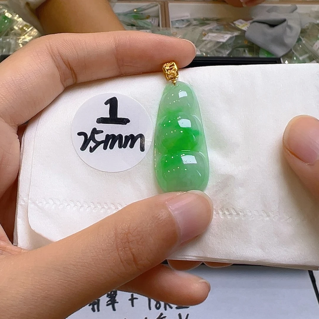 翡翠18K金镶嵌吊坠(不含链)翡翠
