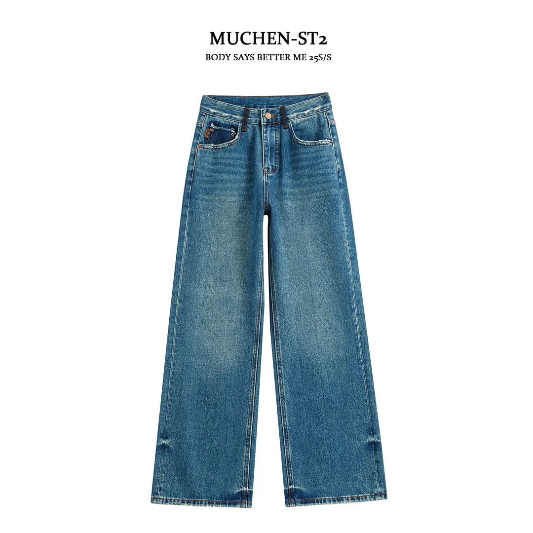 【简约复古胶片】窄版微弯刀裤 高腰显瘦牛仔裤