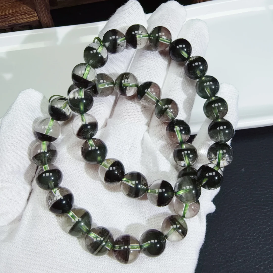 【伟伟鉴定】绿幽灵水晶  聚宝盆 圆珠手串 10.8 多样性发货发一件