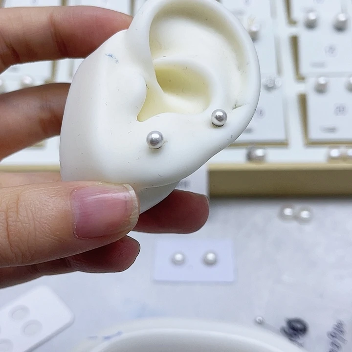 淡水珍珠耳饰银S925镶嵌