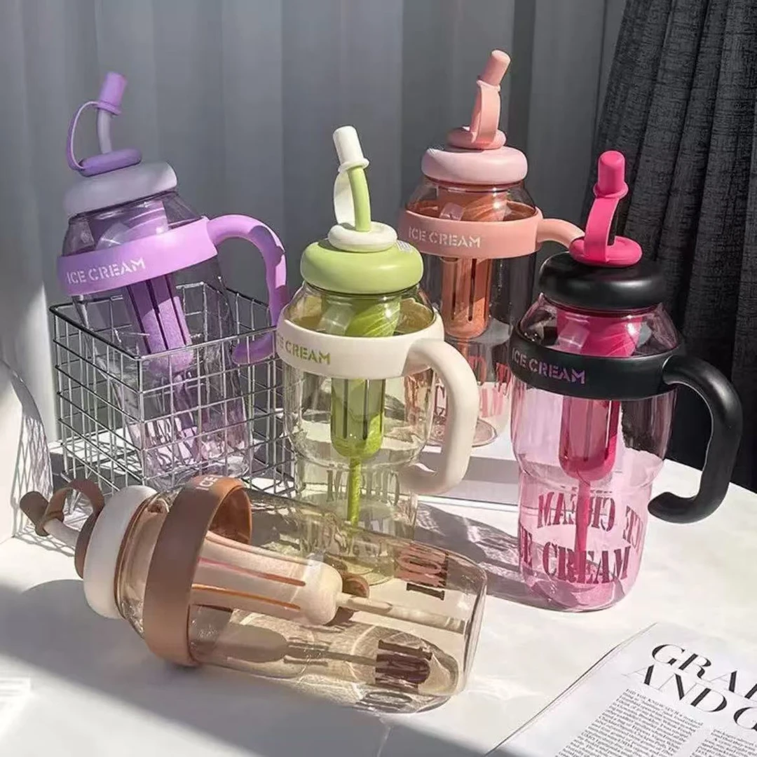 新款网红肚肚杯冰霸杯大容量水杯男女学生高颜值车杯子带吸管