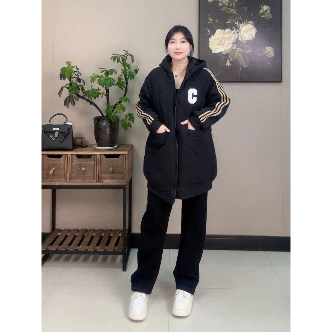 【胡小肥】12秋冬大码宽松棉服222-C时尚加厚长袖连帽保暖