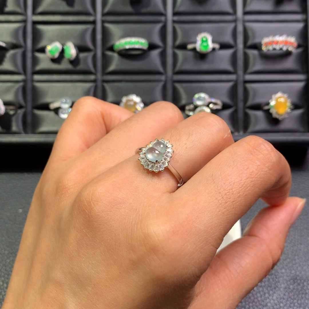 翡翠银S925镶嵌戒指