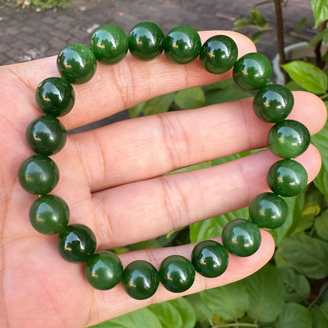 七号矿碧玉手串卡10带红皮