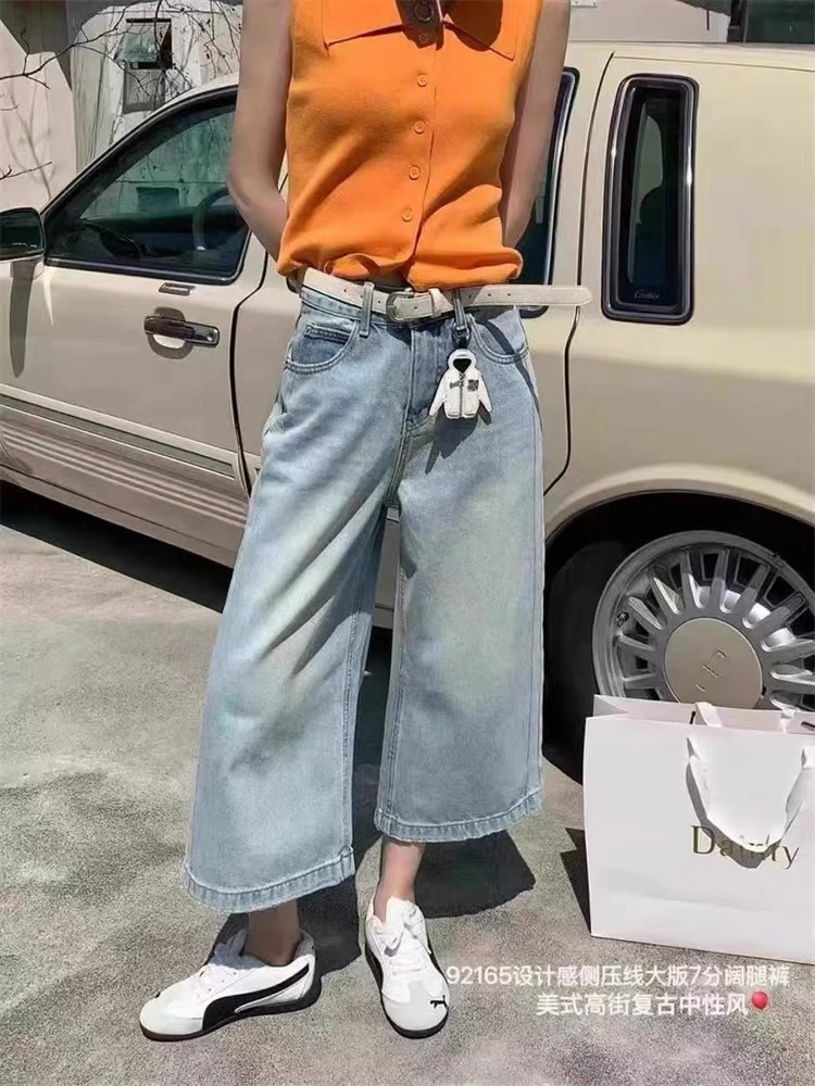 新款八分牛仔奶奶裤