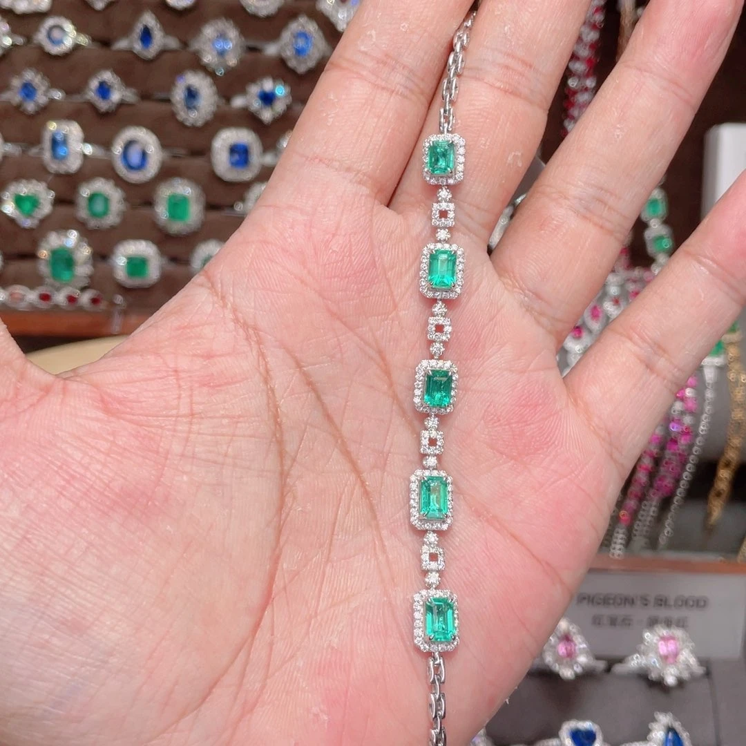 手链祖母绿18K金镶嵌3.05ct