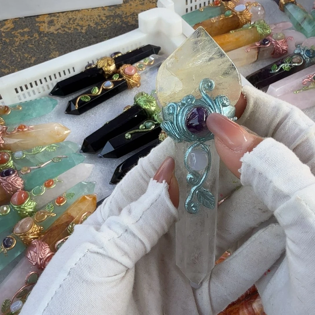 水晶手链22K金镶嵌白水