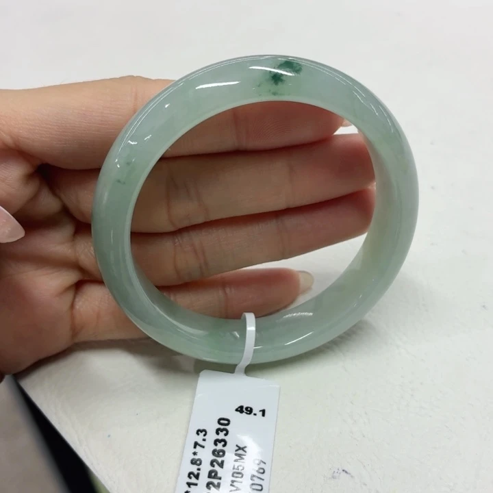 翡翠未镶嵌手镯54冰飘花