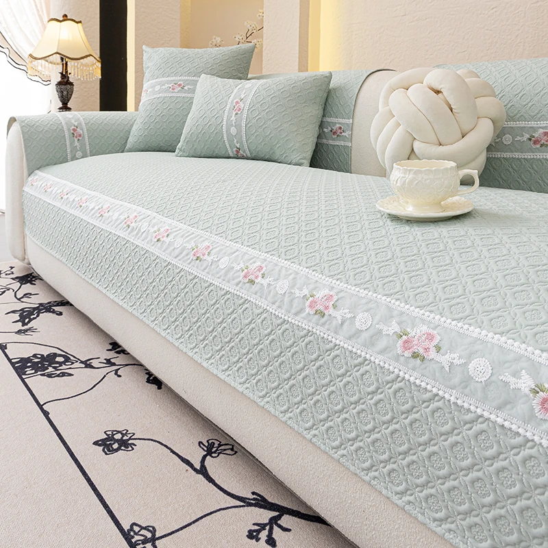 2025夏季新款冰丝凉感沙发垫盖布固定防滑凉席垫夏天凉豆豆坐垫子