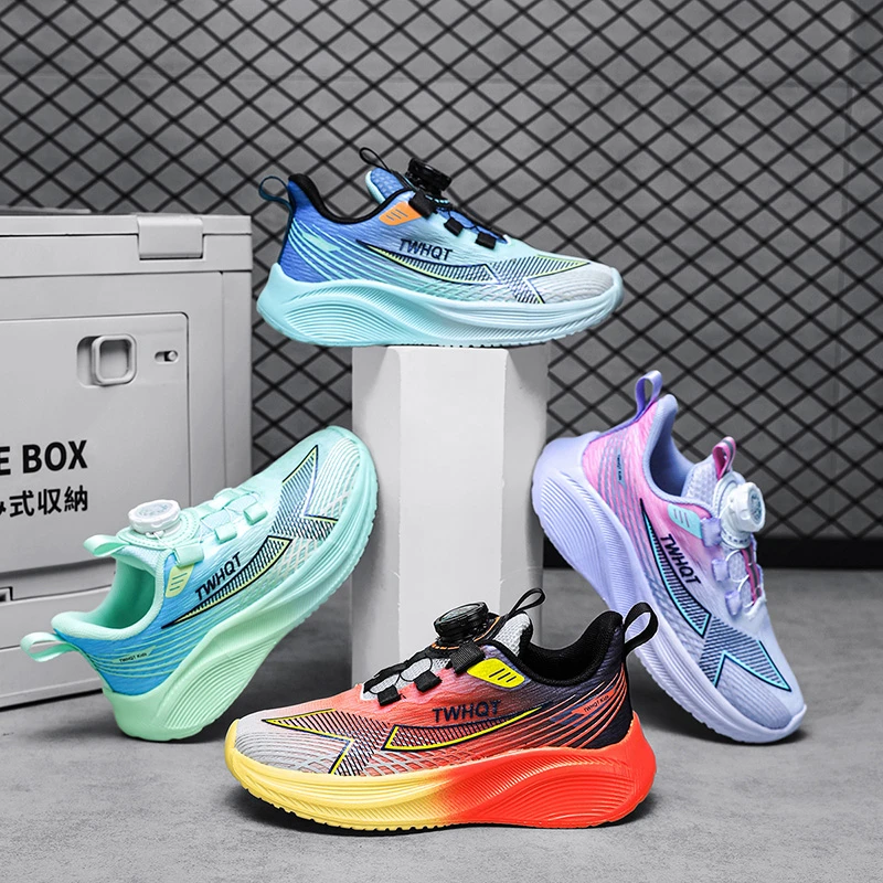 2025新款旋钮扣双网透气29-40防滑耐磨男女童运动鞋838