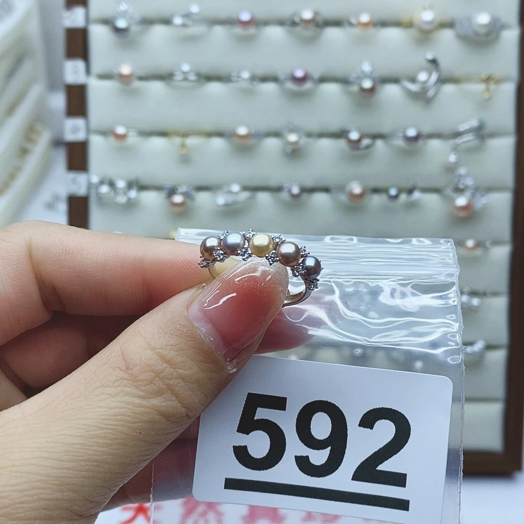 淡水珍珠戒指银S925镶嵌千**万592