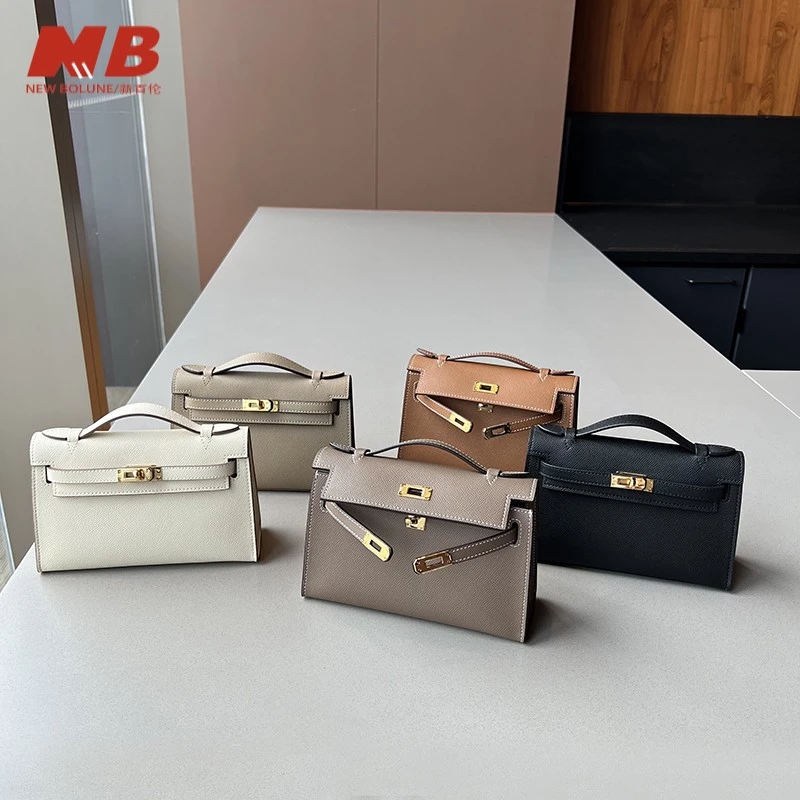 新百伦【奥莱正品】手掌纹一代凯莉包真皮时尚手拿包锁扣手提包女