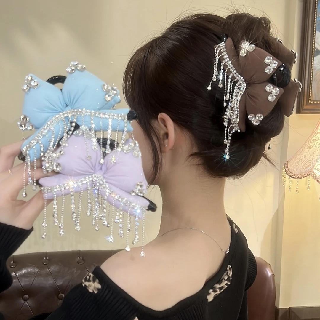 「首尔画报」时尚蓬蓬蝴蝶结流苏精致鲨鱼抓夹顶夹抓夹一字夹女发夹