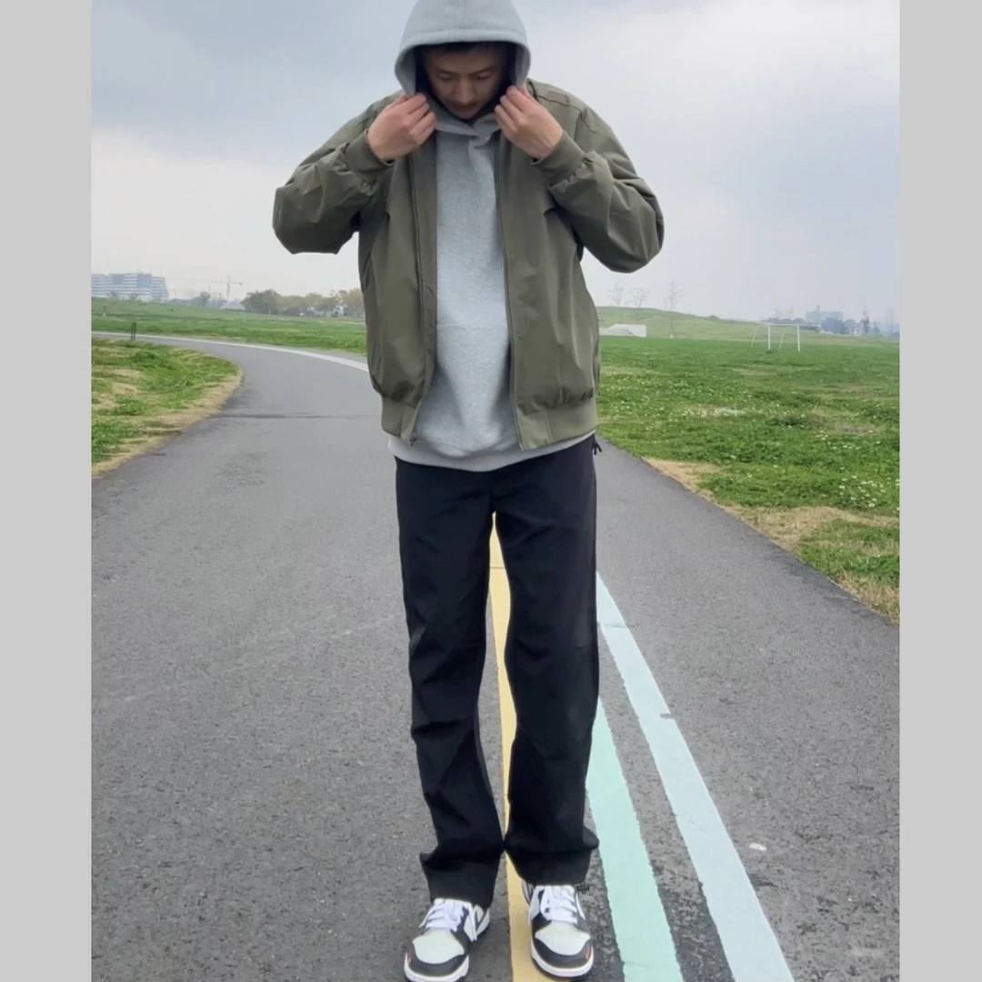 DBQ男装打褶设计防泼水夹克棒球领冲锋衣男美式飞行员外套