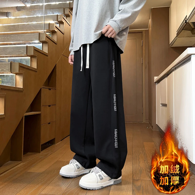 秋季新款青少年美式宽松直筒休闲裤侧边字母印花垂感潮流休闲长裤