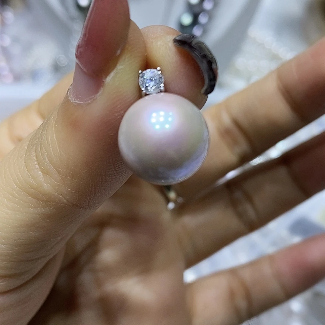 淡水珍珠耳钉银S925镶嵌