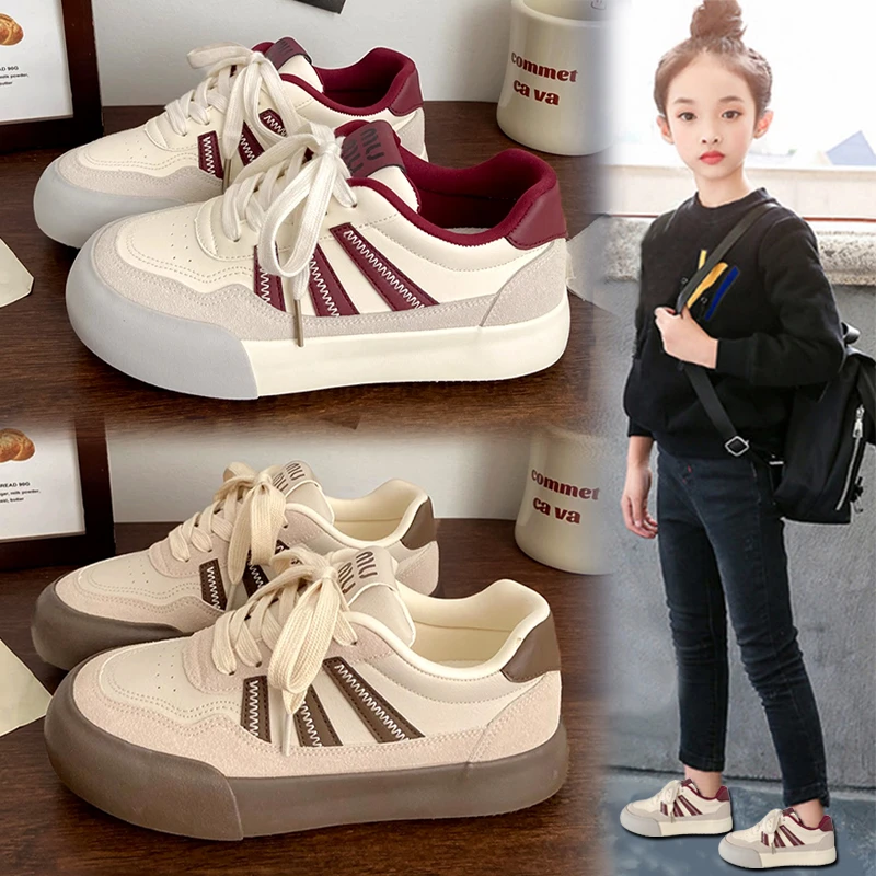 小黄鸭荣耀女童鞋子2025新款秋季儿童跑步运动鞋女孩休闲德训板鞋