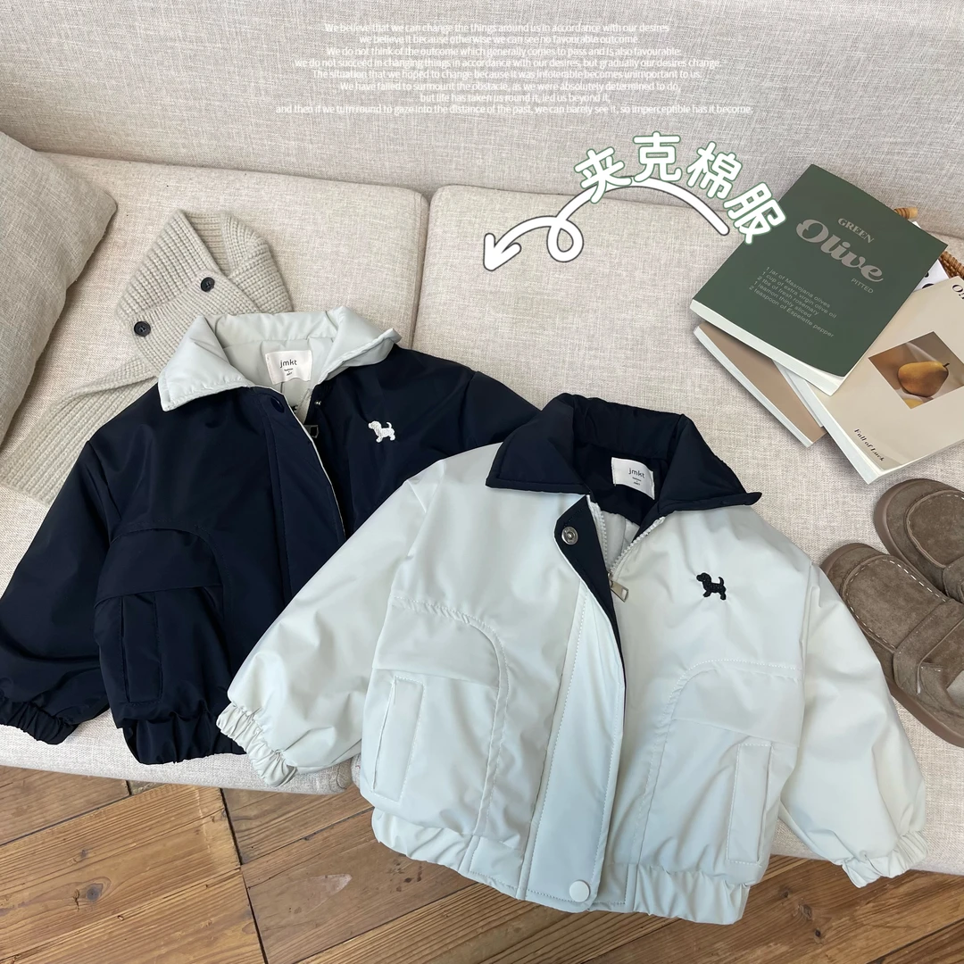 【阿沐家童品】儿童冬季棉服男小童韩版撞色休闲棉衣宝宝保暖外套