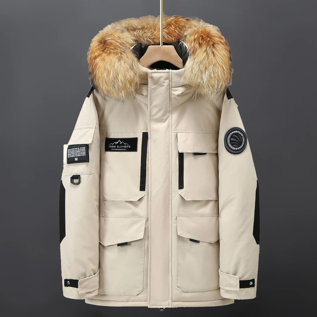 景君澜东北户外工装鹅绒派克短款冬季极寒加厚毛领防寒服外套保暖