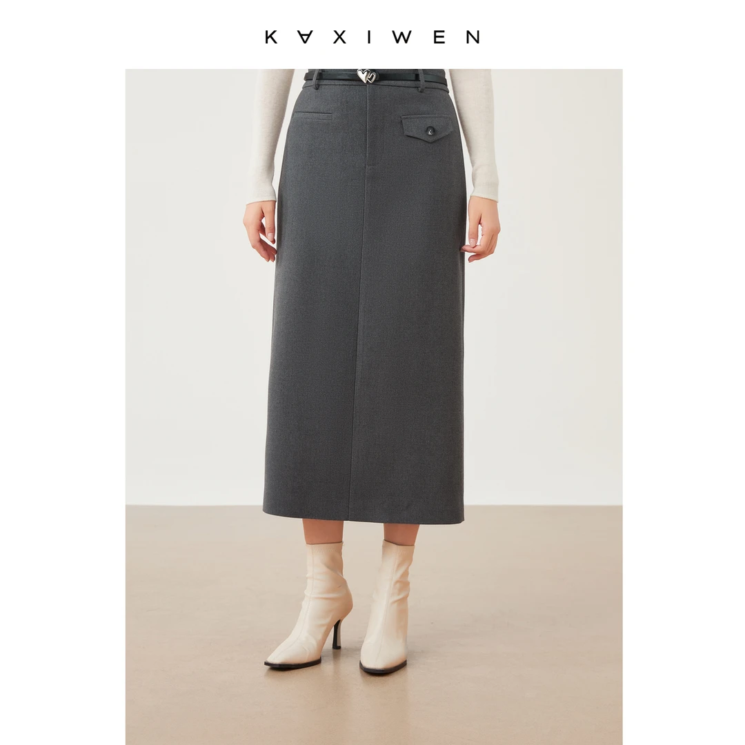 【籽言专属】黑色垂感显瘦半身裙开叉百搭气质包臀中裙D10AQS9053