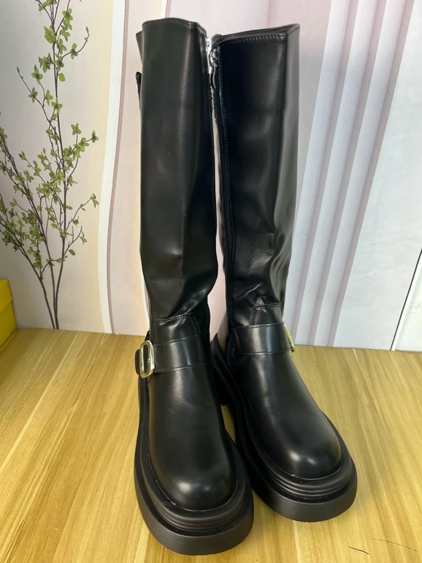 x11女靴2024秋冬新款厚底百搭显瘦不过膝长筒骑士靴时尚百搭潮