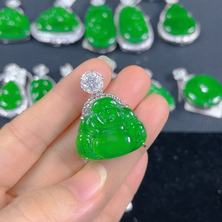 翡翠银S925镶嵌吊坠(不含链)