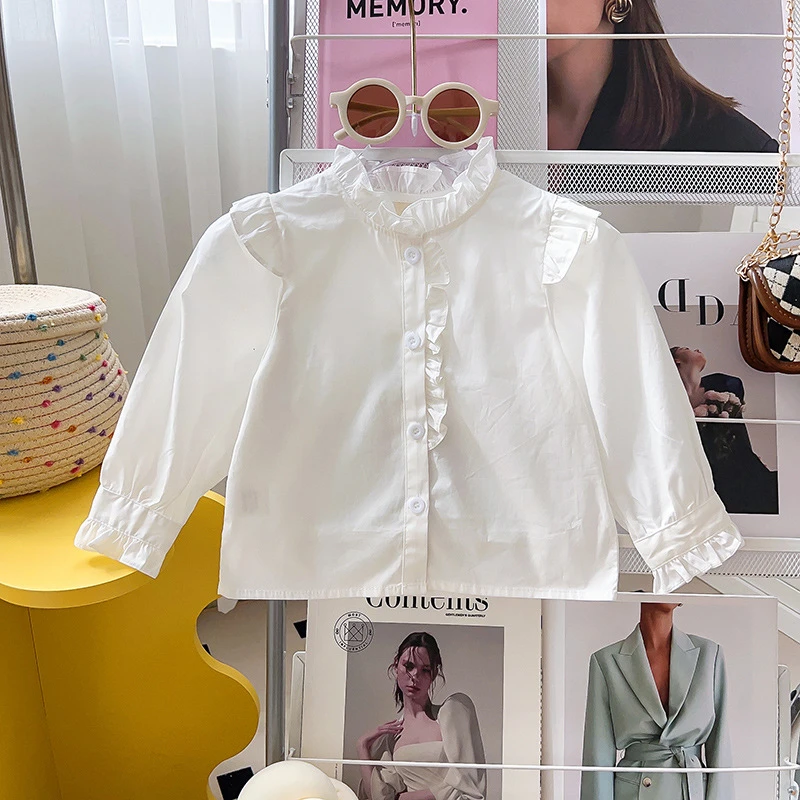 女童小香风牛仔套装春秋新款两件套木耳朵边衬衫GC0209-GC0293