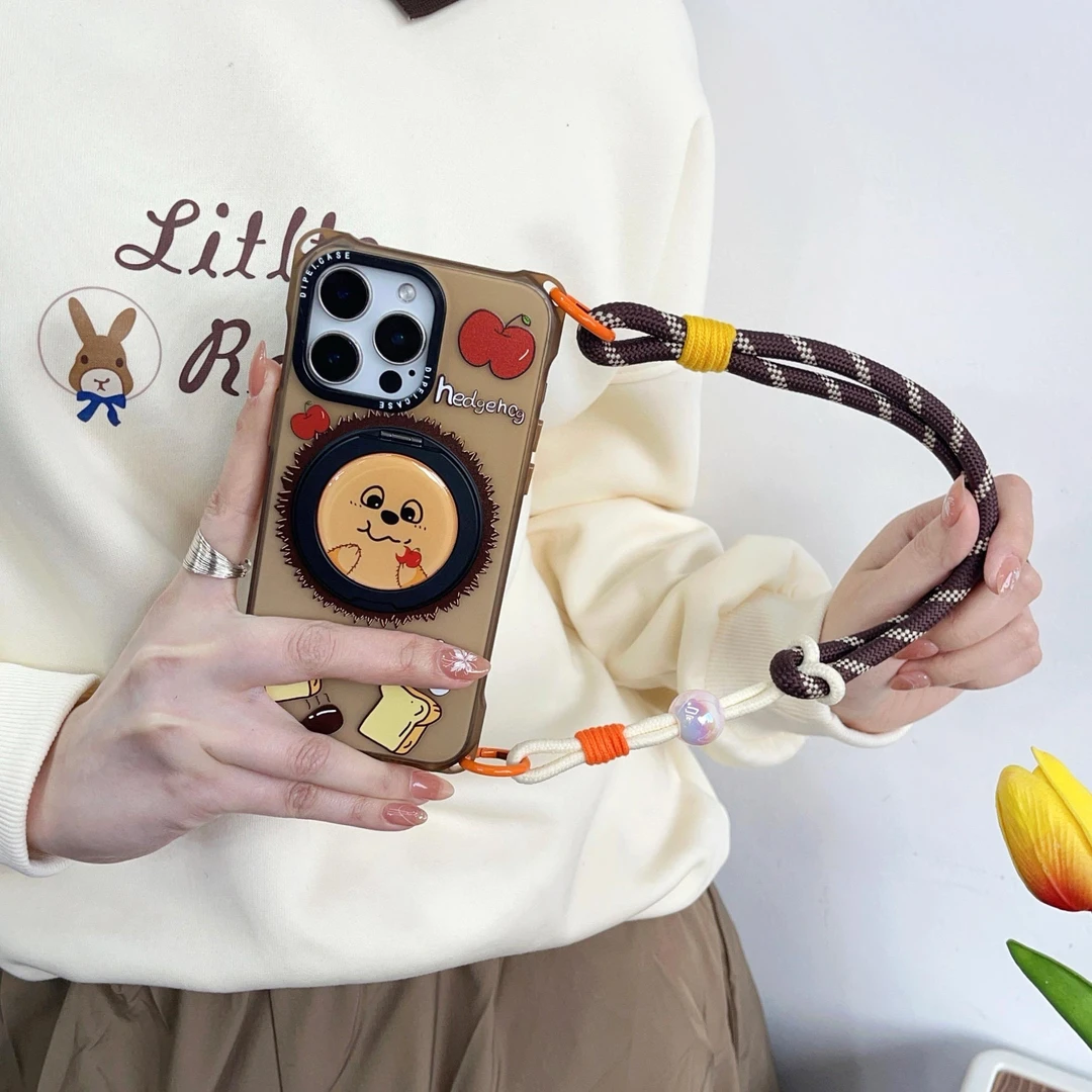 街拍必备360度旋转支架挂绳手机壳可斜挎适用苹果iPhone17华为