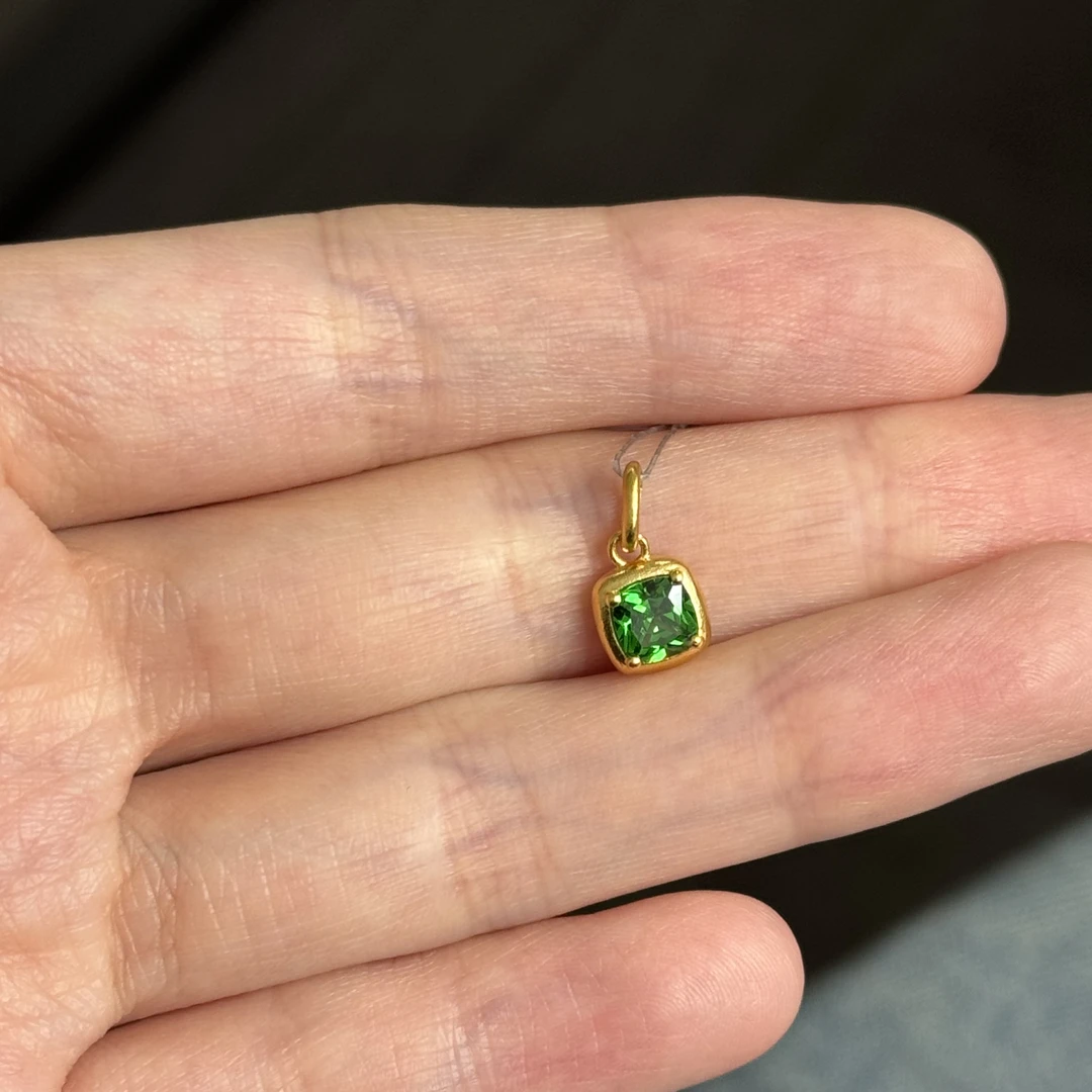 镶嵌方糖吊坠足金999 绿色粉色蓝色