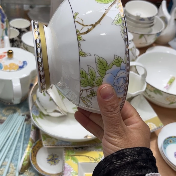 瓷片琴瑟和鸣六寸面碗两个