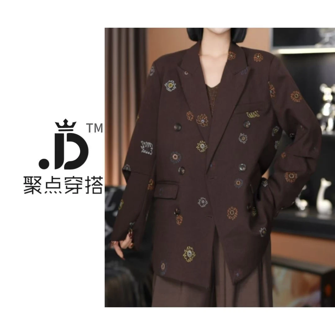 JUDIAN-【别致刺绣】高级感双排扣秋款西装外套8jd00341