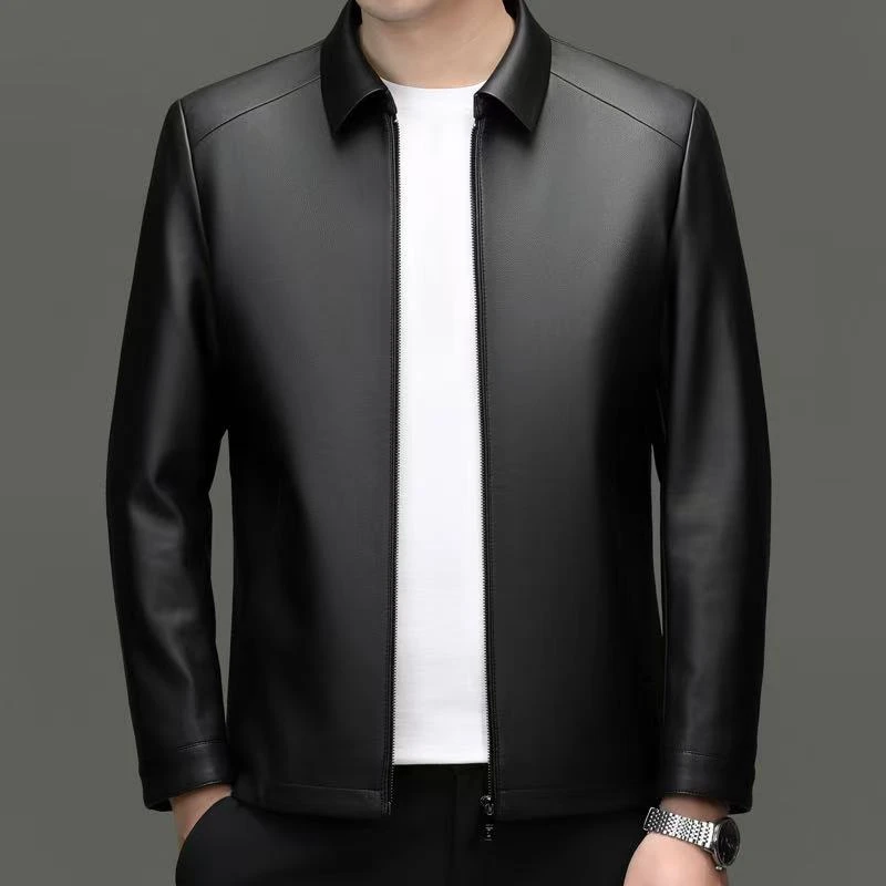 (春秋新品)---男士商务夹克商务皮衣8661