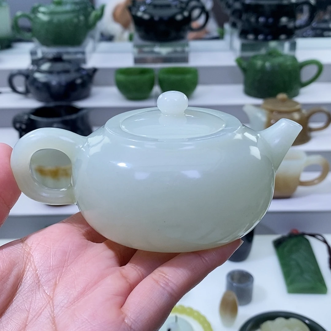 和田玉未镶嵌挂件茶壶