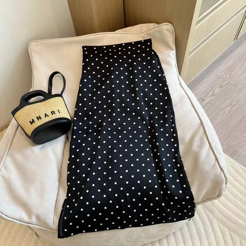 【现货】2025夏季黑白波点印花百搭A字显瘦半身裙高腰时尚气质洋气