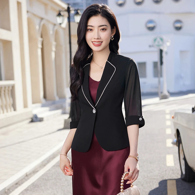 短款小西装外套女夏季薄款气质小个子短款春夏修身休闲高档8155