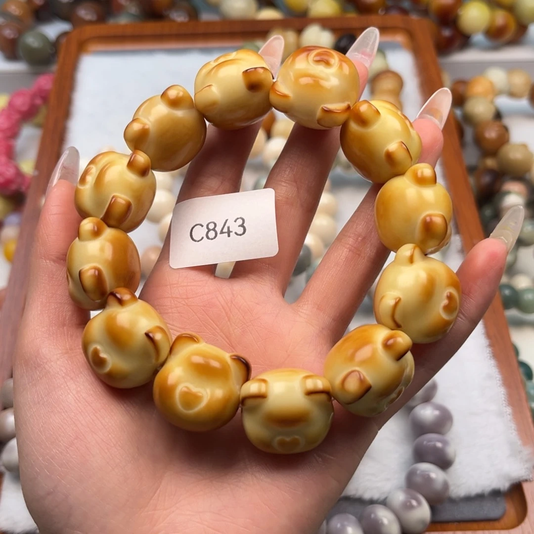 菩提根/象牙果手串清*通货c843爱心熊一串20mm