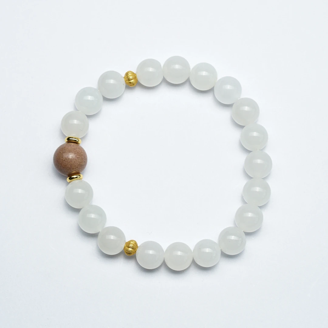 合香珠白龙涎搭配和田玉白玉手串约10mm 合香珠约12mm33gY0627-28