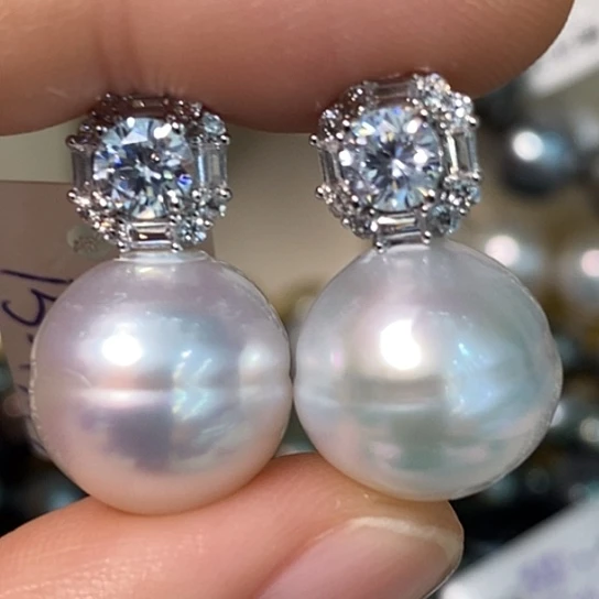 银S925镶嵌海水珍珠耳饰13.93