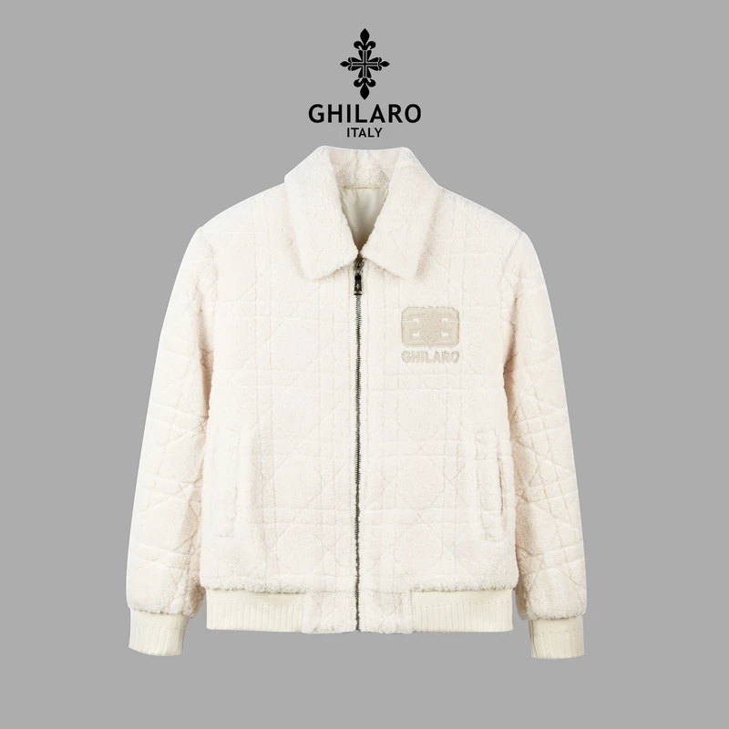 【专柜同款】古劳吉那诺男装夹克时尚休闲绒翻领厚保暖外套男3124