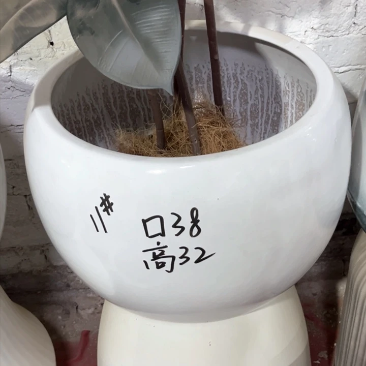 薄*圆球特大号白色花盆