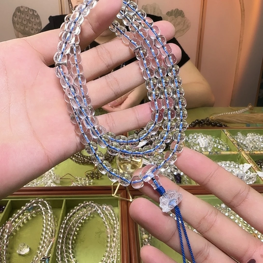 微***笑水晶未镶嵌手链白水晶108
