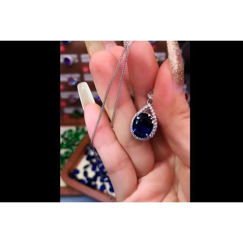 典藏轻奢-精切高品质皇家蓝宝吊坠02110