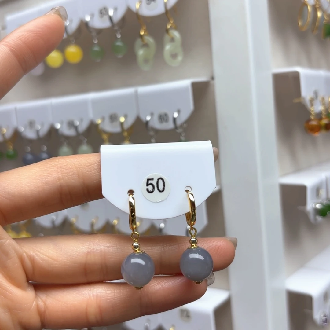 和田玉耳饰银S925镶嵌2