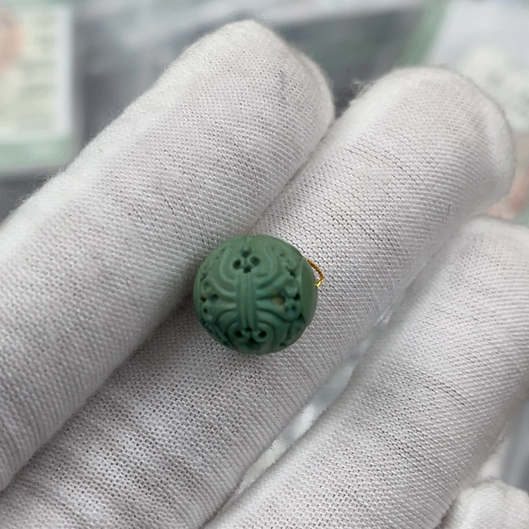 绿松石未镶嵌绣球珠编号54