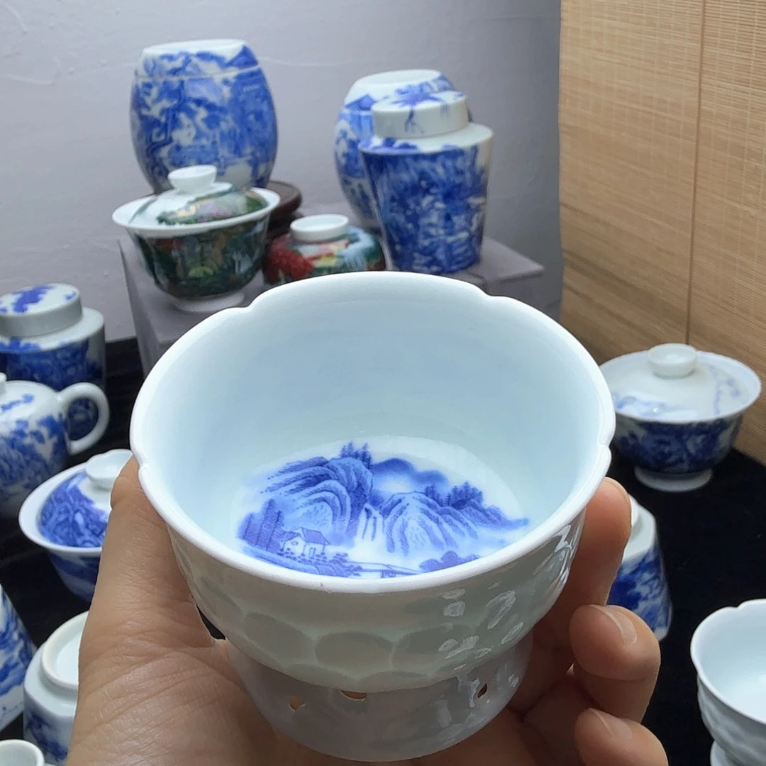 雕刻内绘主人杯柴窑