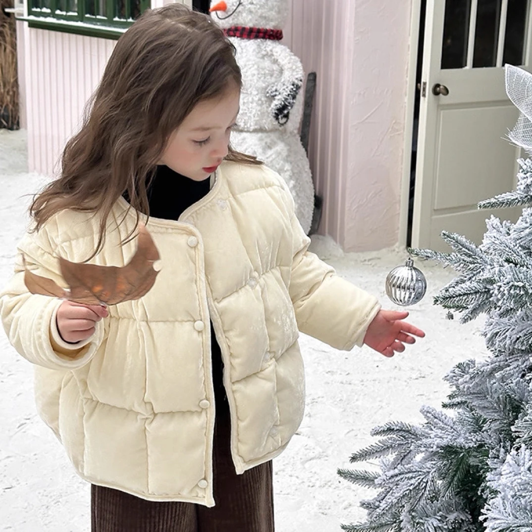 亲子款！丝绒面料！女童2025新款洋气超好看森系秋装女孩棉服