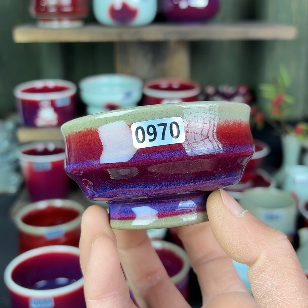 天***护0970纯手工拉坯支烧钧瓷主人杯