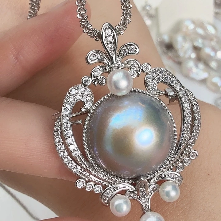 颈饰未镶嵌拼合珍珠（马贝珠）