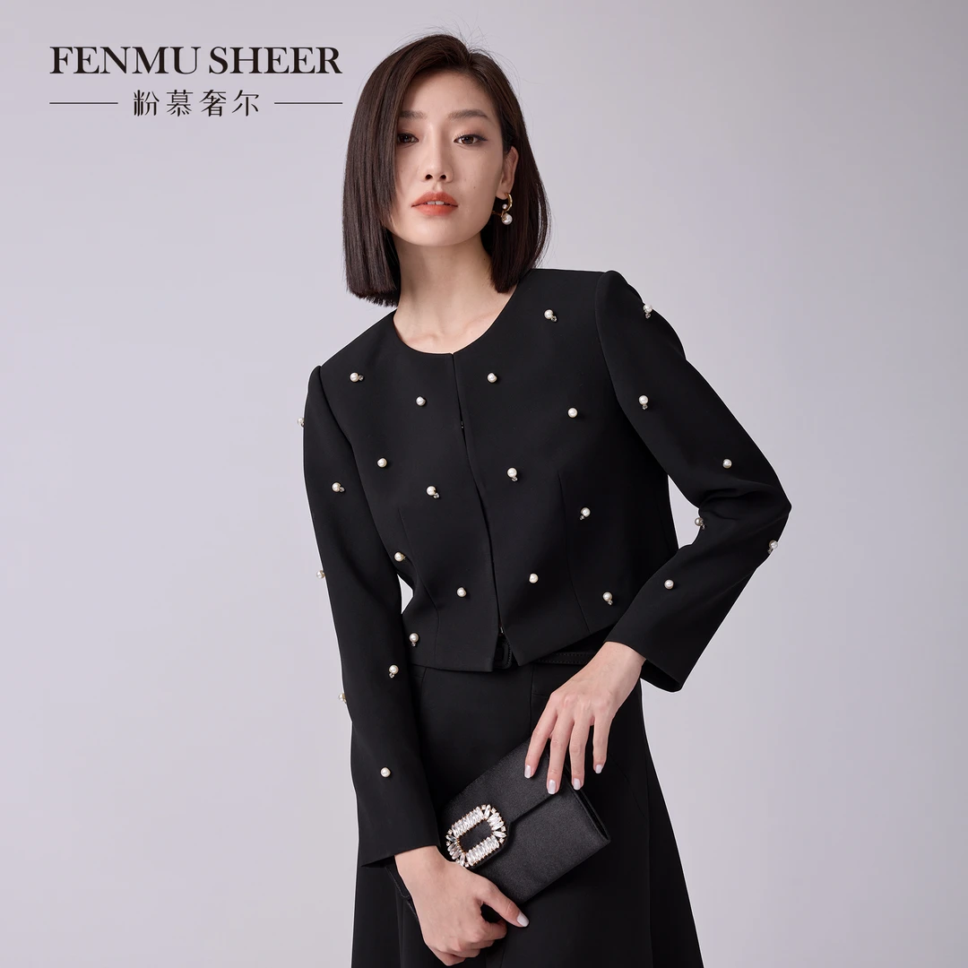 【达人专属】粉慕奢尔『眼泪女王』醋酸法式小香风短外套女轻奢C2519